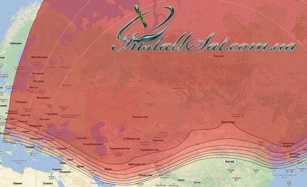 Карта покрытия спутника Yamal-201