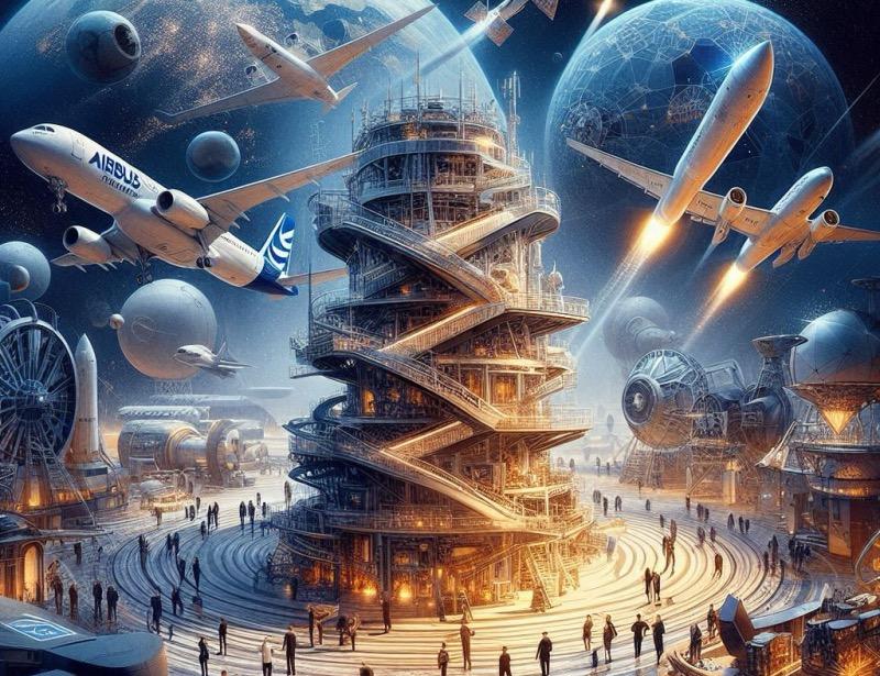Illustrazione per l'articolo "Riorganizzazione del settore spaziale di Airbus e potenziale fusione europea"