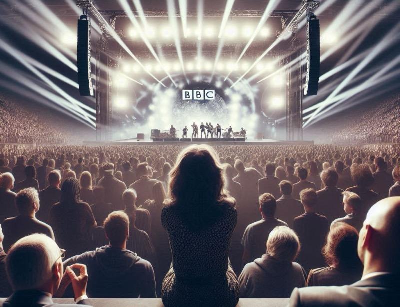 Illustration for the article "BBC Apologizes for Antisemitic Chants at Glastonbury"