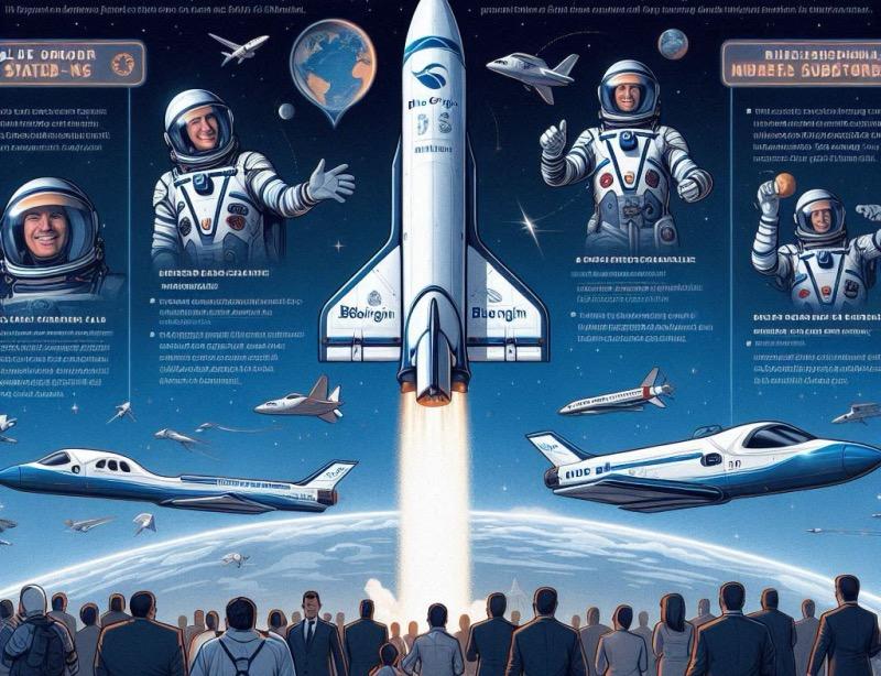 Ilustración para el artículo "Lanzamiento del New Shepard de Blue Origin: Sexta tripulación al espacio"