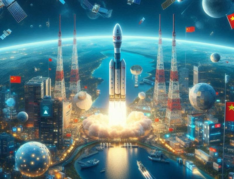 Illustrazione per l'articolo "Cina Lancia Nuovo Satellite per Migliorare le Capacità di Trasmissione"