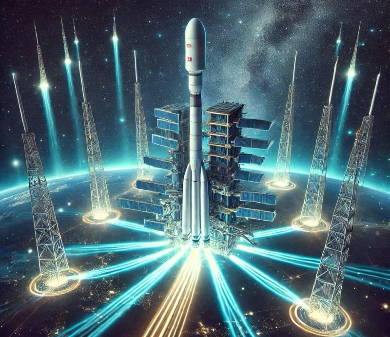 Illustration für den Artikel "China startet 18 weitere Satelliten für seine „Thousand Sails“-Megakonstellation"