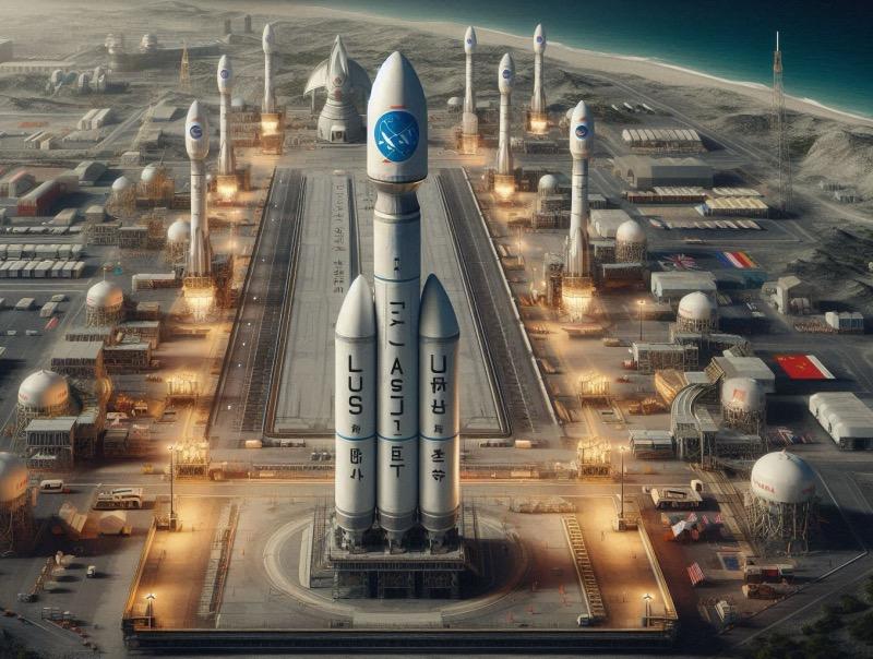 Illustration for the article "China's Successful Rocket Test Advances Ambitious Lunar Landing Program"