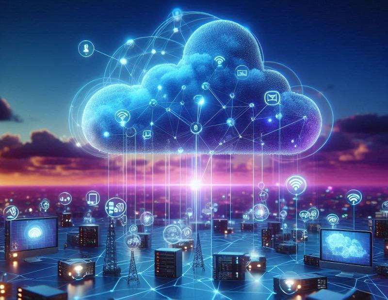 Illustration for the article "Cloud-Based Live Production: Revolutionizing Broadcast Workflows"