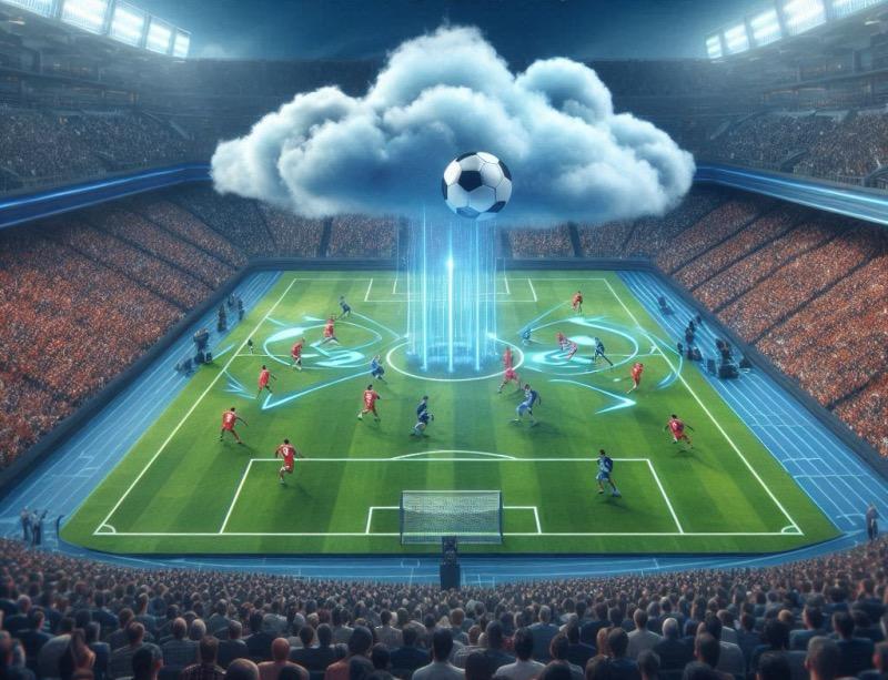 Illustration for the article "Cloud-Based Workflows Revolutionize Live Sports Broadcasting"