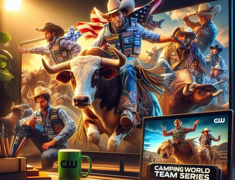 Illustration for the article "The CW Network Expands Sports Lineup with PBR Deal"