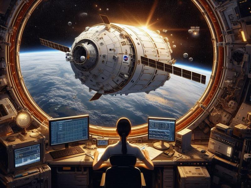 Illustration for the article "Cygnus XL Arrives at ISS After Thruster Issue Delay"