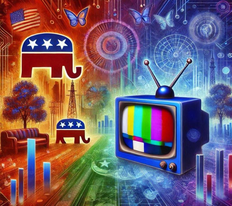 Illustration for the article "Election Night 2024: A Television Industry at a Crossroads"