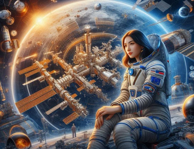 Ilustración para el artículo "ESA explora estaciones espaciales comerciales para la era posterior a la ISS"