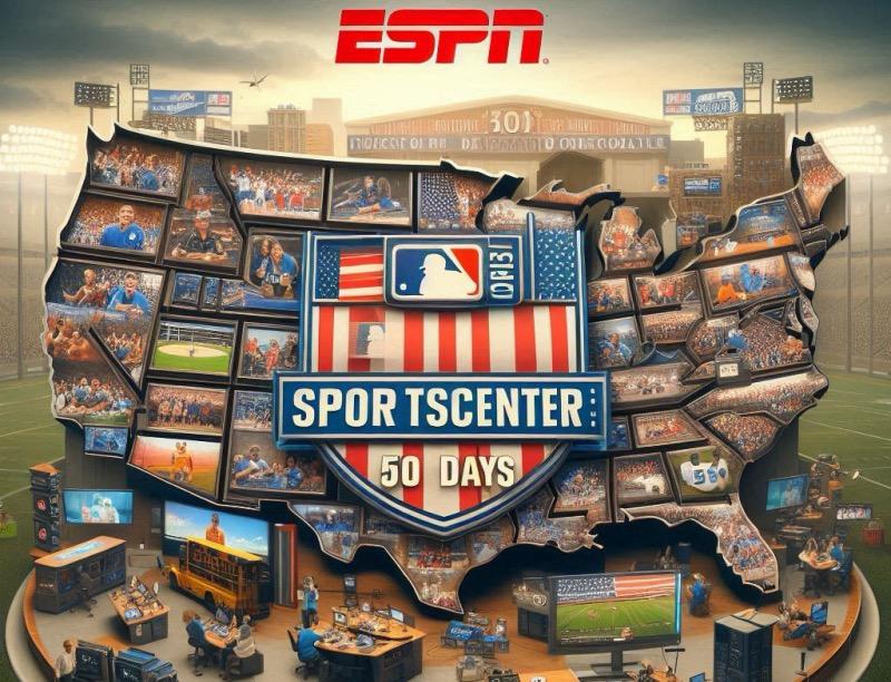 Illustration für den Artikel "ESPNs SportsCenter: 50 Staaten in 50 Tagen Tour"