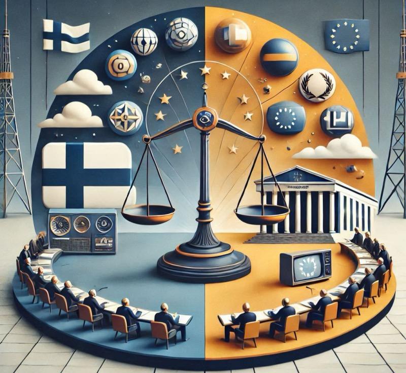 Illustrazione per l'articolo "La Commissione UE conferma i finanziamenti statali per l'emittente pubblica finlandese Yle"