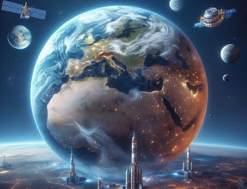 Illustrazione per l'articolo "L'UE svela una legge spaziale di vasta portata: armonizzazione delle normative e gestione dei detriti orbitali"