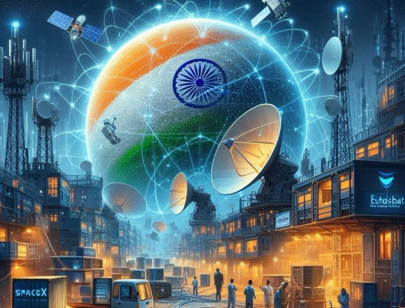 Illustration for the article "India Tightens Satellite Regulations, Creating Hurdles for Starlink and Others"