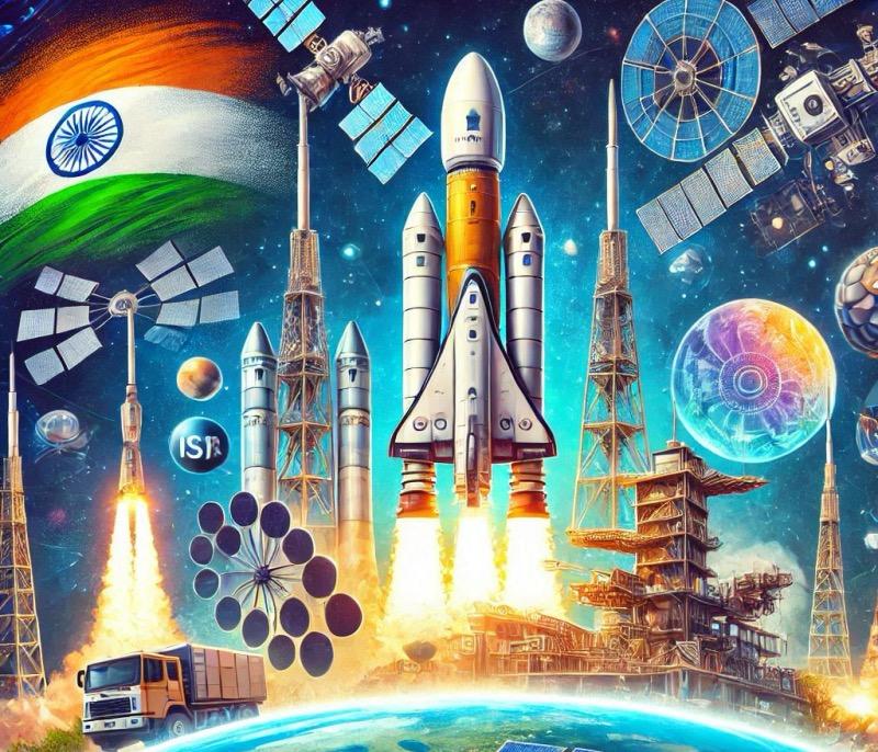 Illustration for the article "India's ISRO Plans Ambitious 2025 Launch Schedule with 10 Orbital Missions"