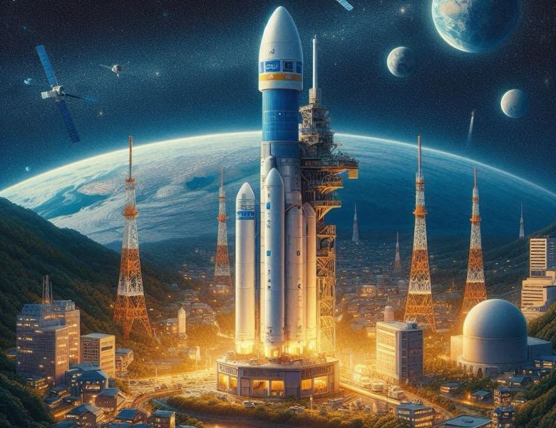 Ilustración para el artículo "El cohete H-2A de Japón completa su misión final, lanzando el satélite GOSAT-GW"