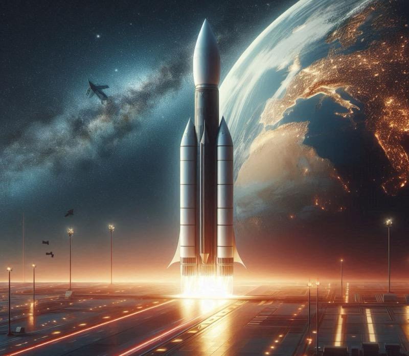 Illustration for the article "Jeff Bezos on SpaceX, Blue Origin, and the Future of Space Exploration"