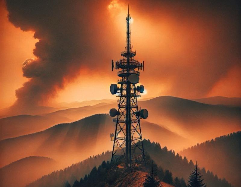Illustration for the article "Los Angeles Station KABC Experiences Signal Issues Due to Eaton Fire"