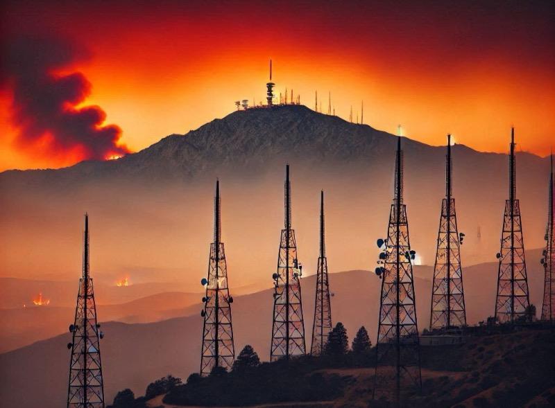 Illustration pour l'article "Incendies à Los Angeles : les antennes de diffusion du Mont Wilson menacées"