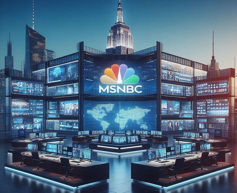 Illustration for the article "MSNBC's Post-Spinoff Plans: Manhattan Headquarters and D.C. Expansion"