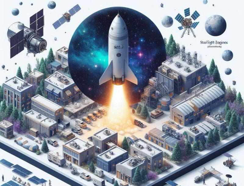Illustration für den Artikel "Muon Space erhält 89,5 Millionen US-Dollar zur Steigerung der Satellitenproduktion und Übernahme von Starlight Engines"