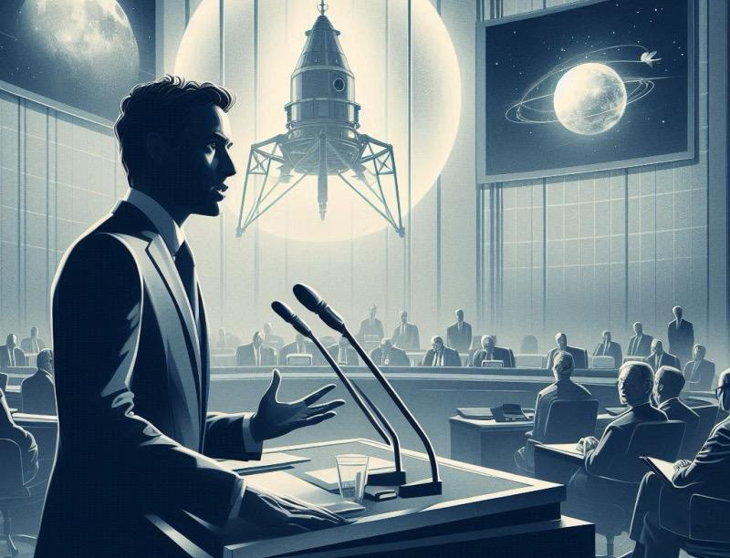 Illustration for the article "NASA's Acting Administrator Addresses Concerns About Moon Race with China"