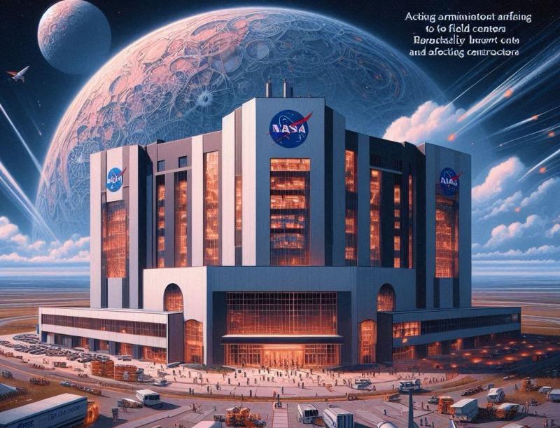 Ilustración para el artículo "Reorganización de la NASA y recortes presupuestarios preocupan a los empleados"