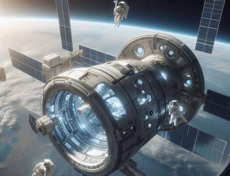 Illustration for the article "NASA Shifts Strategy for Commercial Space Stations, Opting for Crew-Tended Designs"