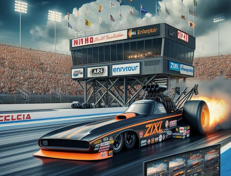 Illustration for the article "NHRA Chooses Zixi for Ultra-Low Latency Live Video Streaming"