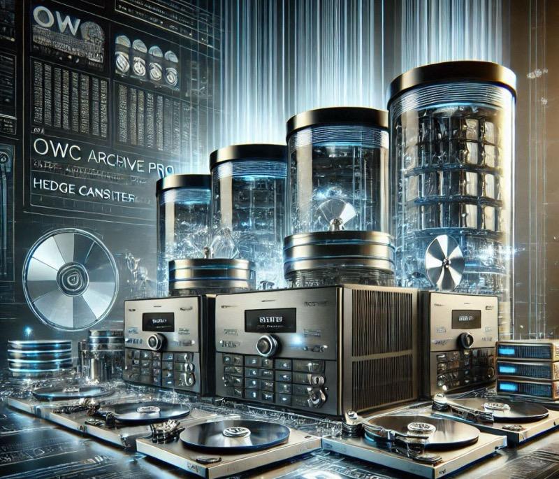 Illustrazione per l'articolo "OWC Archive Pro e Hedge Canister: Una potente partnership per l'archiviazione dati"