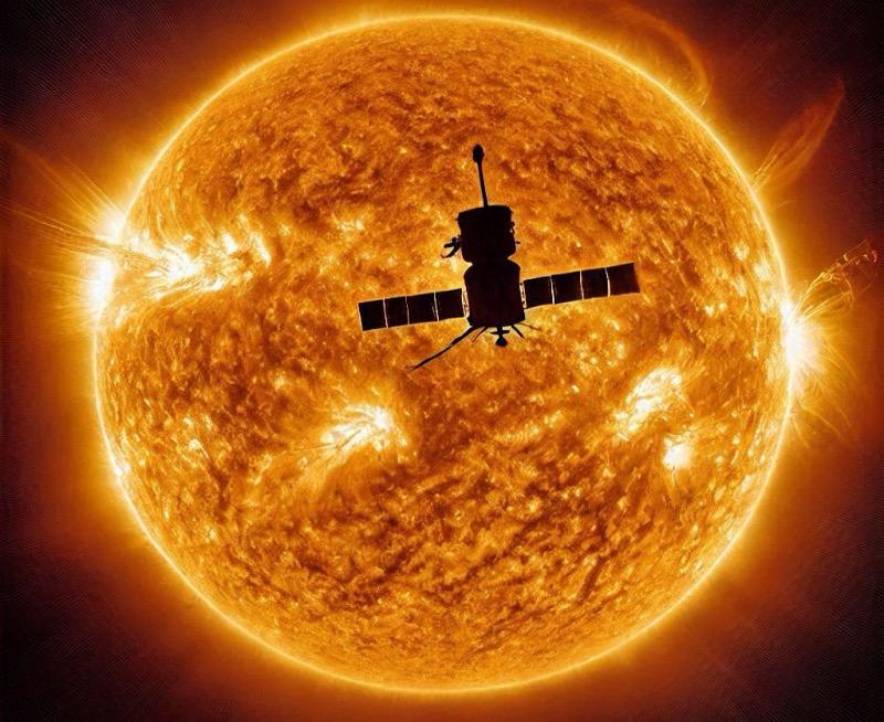 Illustration for the article "Parker Solar Probe's Record-Breaking Solar Flyby: Exceeding Expectations"