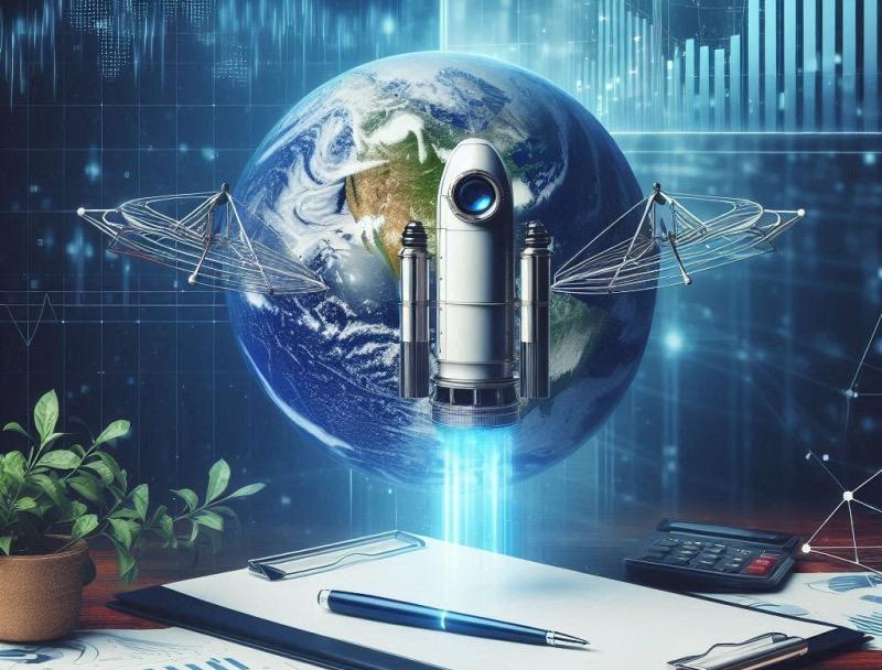 Ilustración para el artículo "Fusión SES-Intelsat Enfrenta Escrutinio Regulatorio en Europa y Más Allá"