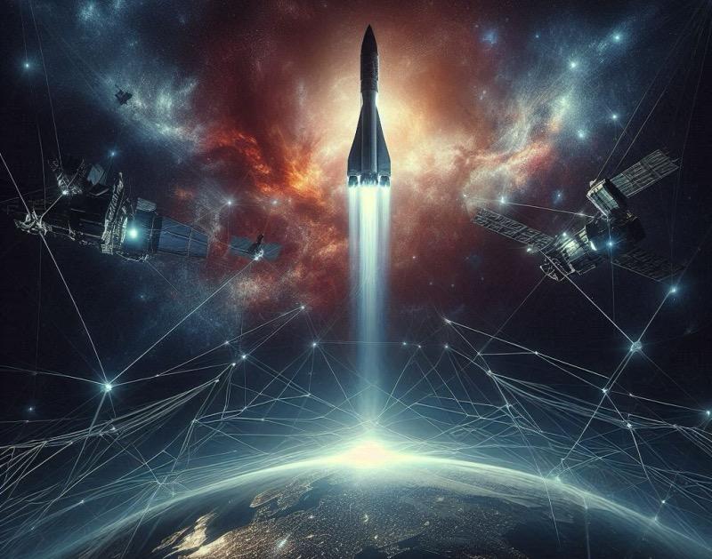 Illustration for the article "SpaceX Launches Classified NROL-69 Satellite, Expanding US Government's Space Network"