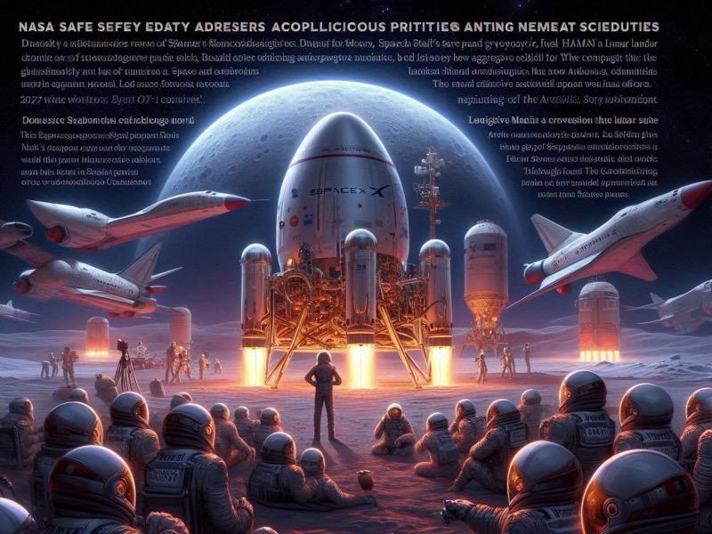 Illustration for the article "SpaceX's Starship Faces Delays, Casting Doubt on Artemis 3 Moon Landing"