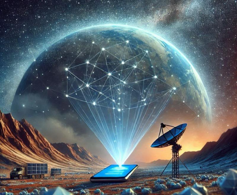 Illustration for the article "T-Mobile and SpaceX Partner for Starlink Satellite Text Messaging Beta"
