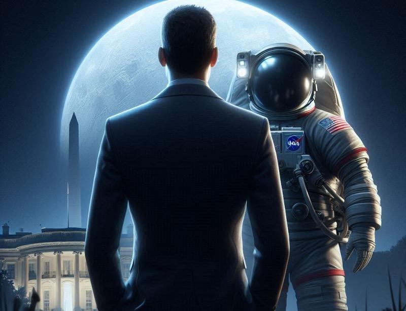 Illustrazione per l'articolo "Trump ritira la nomina di Isaacman alla NASA a causa dei legami con Musk"