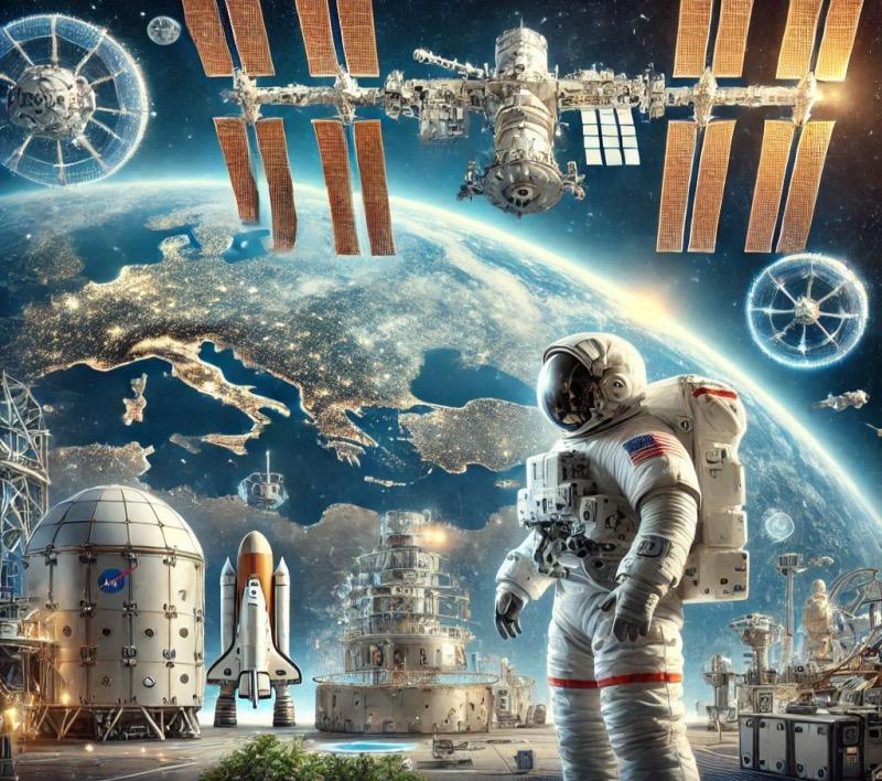 Illustration for the article "US Senate Bill Aims to Accelerate Commercial Space Stations and Address NASA Cost Overruns"
