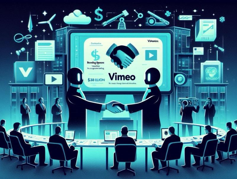 Illustration for the article "Vimeo Acquired by Bending Spoons for $1.38 Billion"