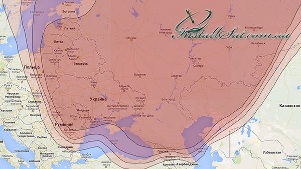 Coverage map of the Eutelsat 36B/36C (AMU1) television satellite. Beam (36B) Российский