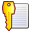 Icon with the image of a sheet of paper with a key. For useful articles