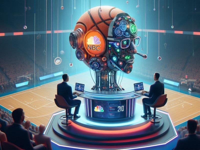 Ілюстрація до статті "NBC повертає класичні елементи трансляцій НБА з використанням штучного інтелекту та аналітиків на майданчику"