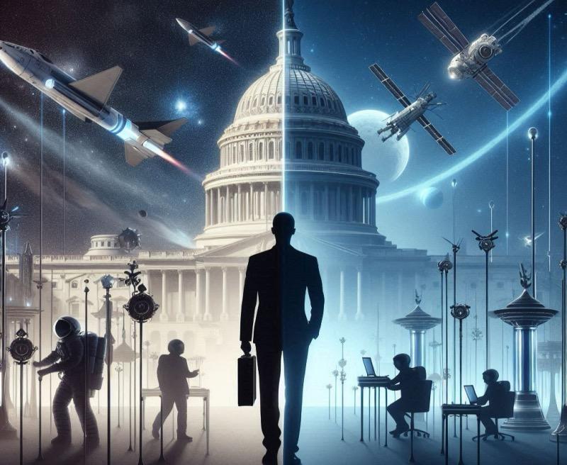 Illustrazione per l'articolo "Secondo mandato Trump: prospettive per la politica spaziale"