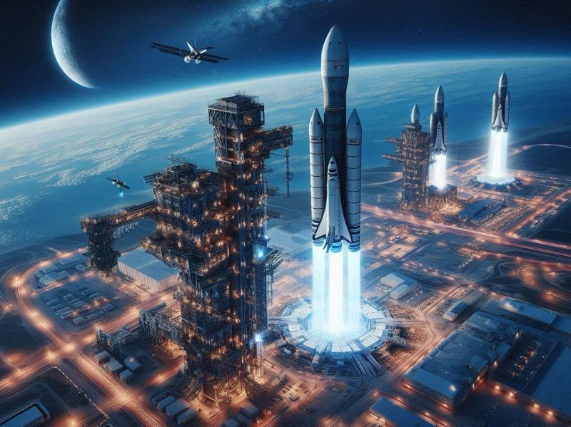 Ilustración para el artículo "La Fuerza Espacial de EE. UU. Aumenta la Capacidad de Procesamiento de Satélites con un Contrato de Blue Origin"